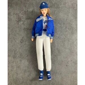 Barbie with LA Dodgers uniform, hat and jacket